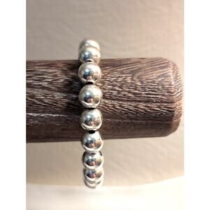925 Sterling Silver Ball Bead Bracelet W/ Lobster Claw Clasp